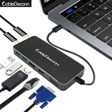 thunderbolt 3 usb-c hub hdmi vga displayport adapter Converter usb3.0usb3.1 Multi-function Multiport 7in1 For APPLE Macbook hdtv