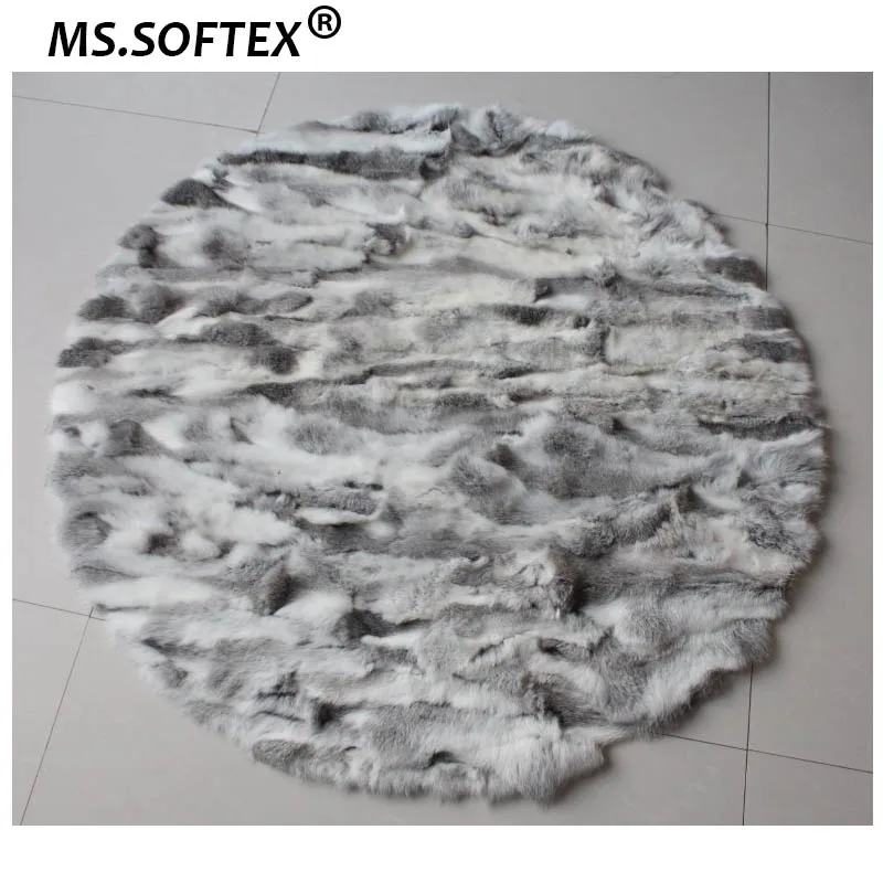 MS. Softex ковры из натурального меха для дома ковер из натурального кроличьего меха в круглой форме фабричное производство OEM дома подушка из натурального меха