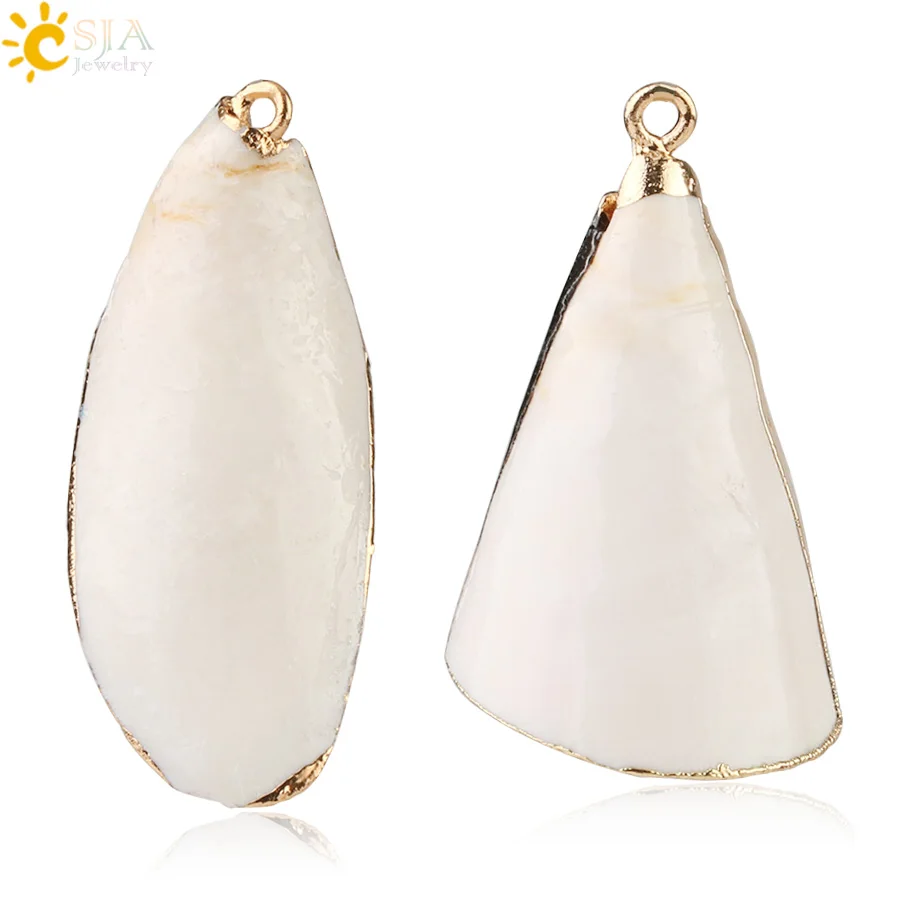 

CSJA Natural Conch Shell Charms Pendant Jewelry Findings for DIY Making Bracelet Necklace Crafts Beach Seashell Accessories G112