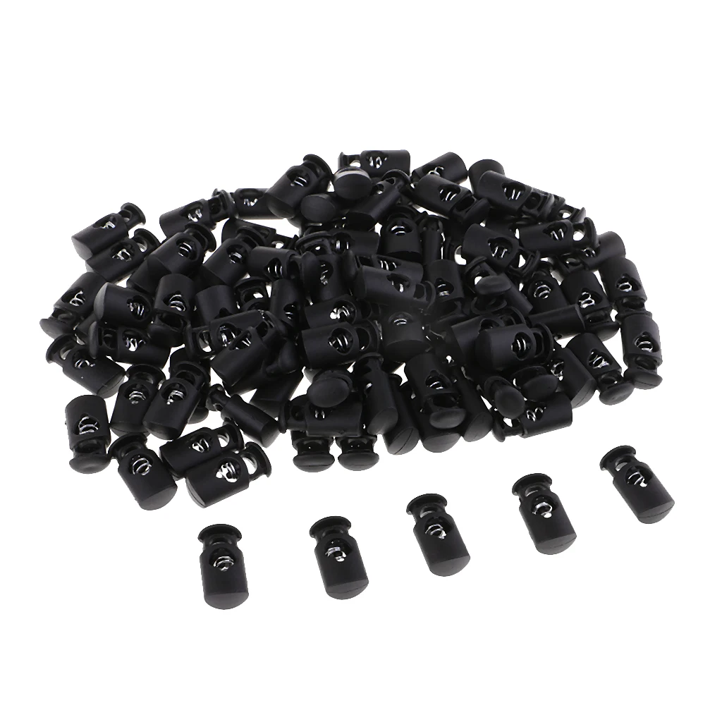 100 Pieces Plastic Paracord Cord Locks Clip Buckle Toggle 1 Hole Toggle Stoppers 20x10mm