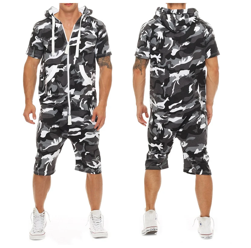 2019 Camouflage Tracksuit Jumpsuit Mens Short Sleeve Hoodies Playsuit Romper Man Summer Casual Patchwork Overalls Sportswear 2019 Camouflage Tracksuit Jumpsuit Mens Short Sleeve Hoodies Playsuit Romper Man Summer Casual Patchwork Overalls Sportswear