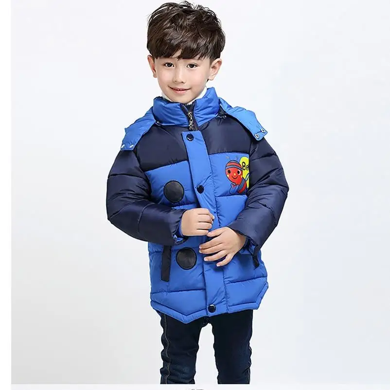 Коллекция года, зимние пальто и куртка для мальчиков детские спортивные куртки на молнии модная теплая зимняя куртка в стиле пэчворк зимнее пальто для мальчиков детская одежда - Цвет: Синий