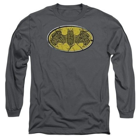 Trevco Batman-Celtic Shield - Long Sleeve Adult 18-1 Tee - Charcoal 2X (1)