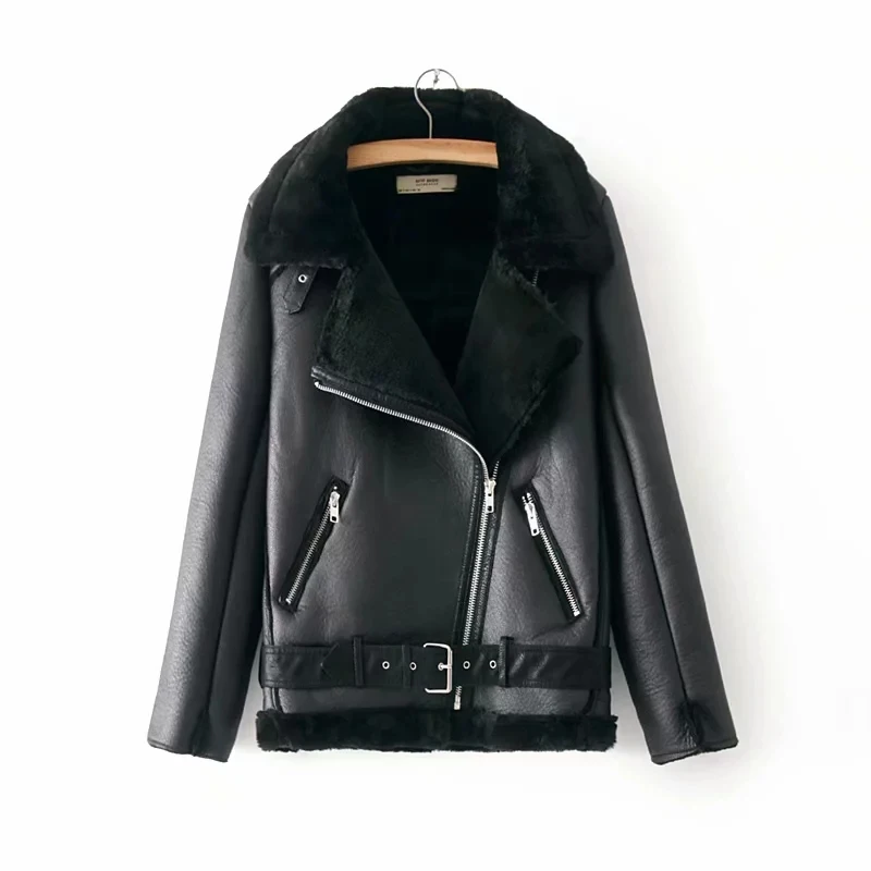 

Black Fleece Women Thick Warm Jackets Winter Faux Fur Burgundy Coats Ladies Oversize Faux Leather Coat Girls Chic Fur Liner Coat