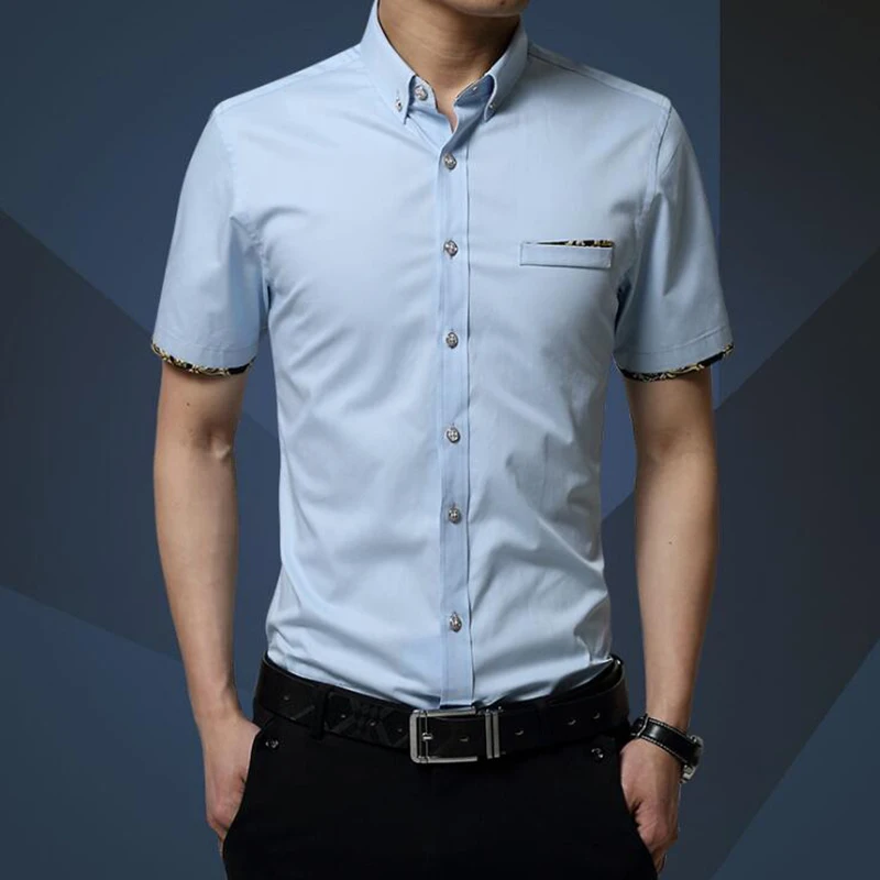 Летние Для мужчин рубашка Для мужчин футболка с коротким рукавом Повседневная рубашка Для мужчин S бренд социальной Костюмы CHEMISE Homme Camisa