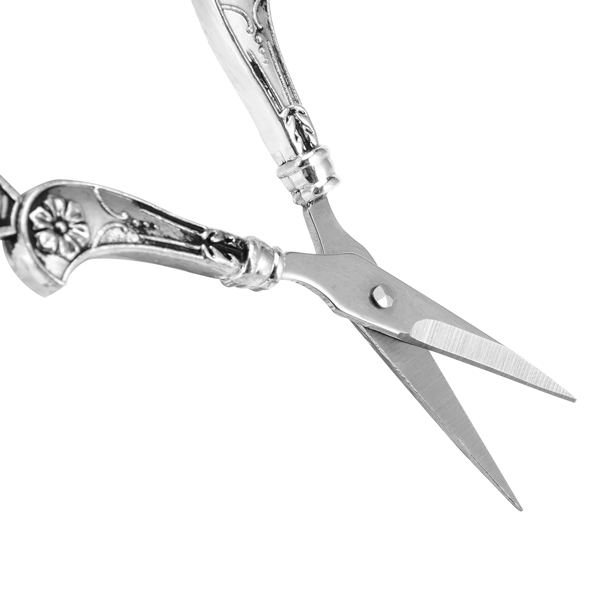 1 Set 5PCS DIY Sewing Tailor Vintage Silver Embroidery Sewing Scissors Thimble Awl Threader Needle Case Retro Antique