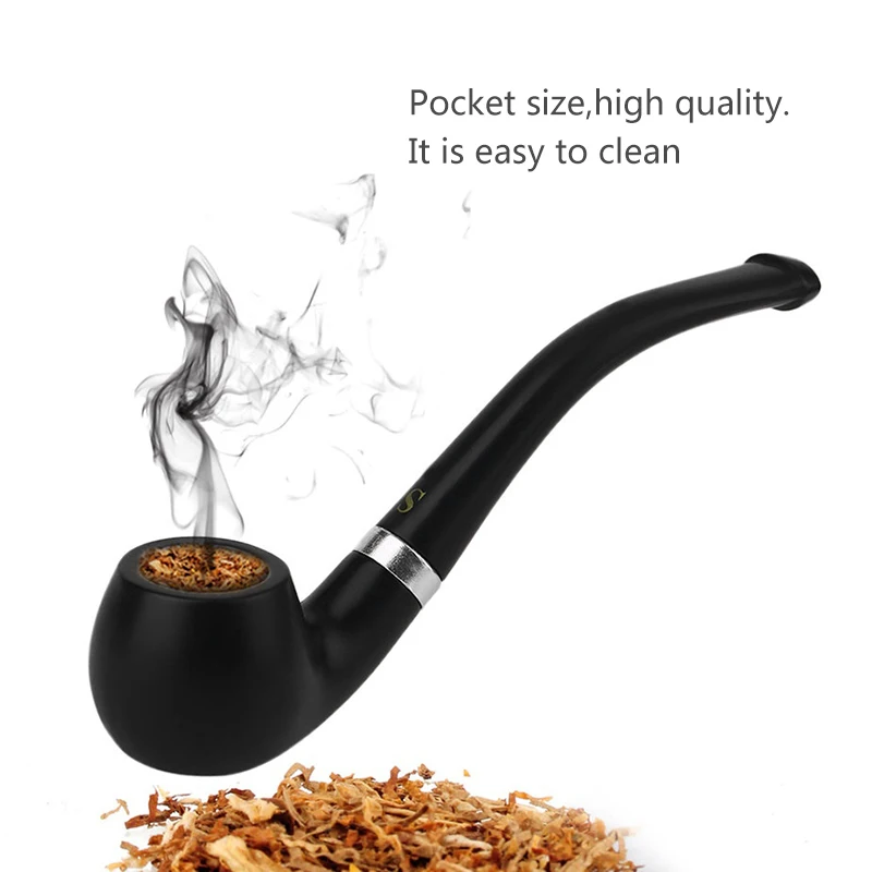 

Mini Portable Pipe Fashion High Quality Black Curved Pipe Weed Tube Electric Wood Pipe Man Gift Friend Gift Supplies 11cm Long