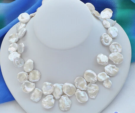 

HOT 001930 Huge 17" 20mm WHITE lamina KESHI REBORN PEARL NECKLACE
