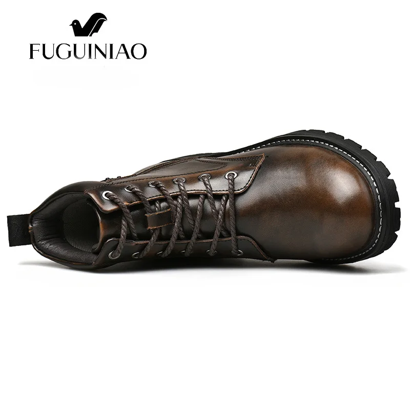 Новые зимние модные повседневные мужские Ботильоны; кожаные ботинки; botas hombre; безопасная обувь; Уличная обувь; Zapatos De Hombre; мужские солдатские ботинки