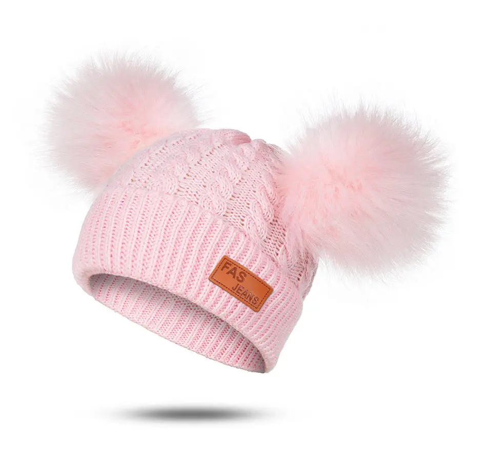 Детская зимняя шапка с помпоном для девочек и мальчиков, вязаная теплая шапка, шапка, повседневные шапочки, детская зимняя шапка, вязаная милая детская шапка унисекс