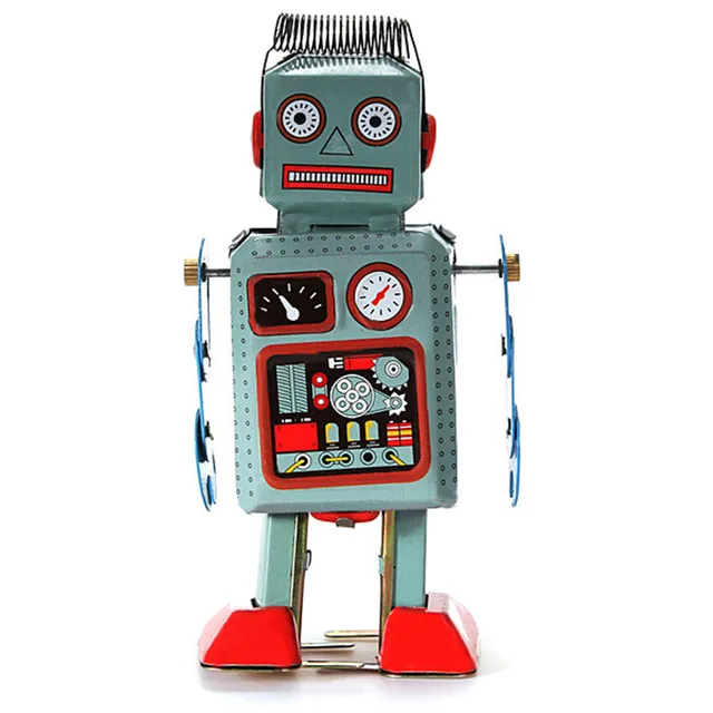 vintage mechanical clockwork wind up toys walking radar robot tin