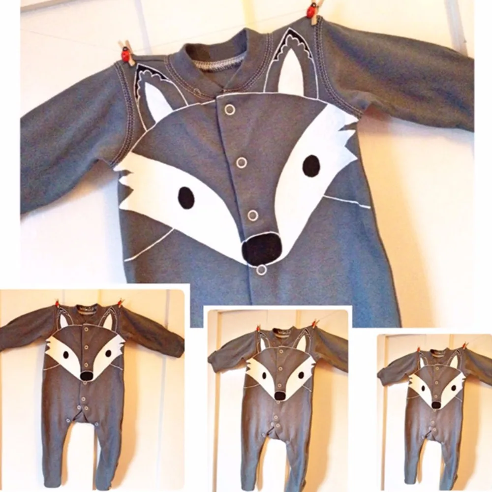 Dibujos Animados lindo bebé recién nacido Niño traje zorro ropa del mono del mameluco del algodón manga larga Bebes traje 0-24 M Dibujos Animados lindo bebé recién nacido Niño traje zorro ropa del mono del mameluco del algodón manga larga Bebes traje 0-24 M