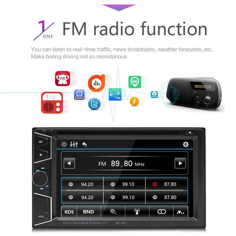 

Bluetooth MP5 Player DVD/CD/U Disc Plug-in MP3 Machine Player 2018 Auto Parts Car Radio 7 Inch Resistive Screen Car Mounted