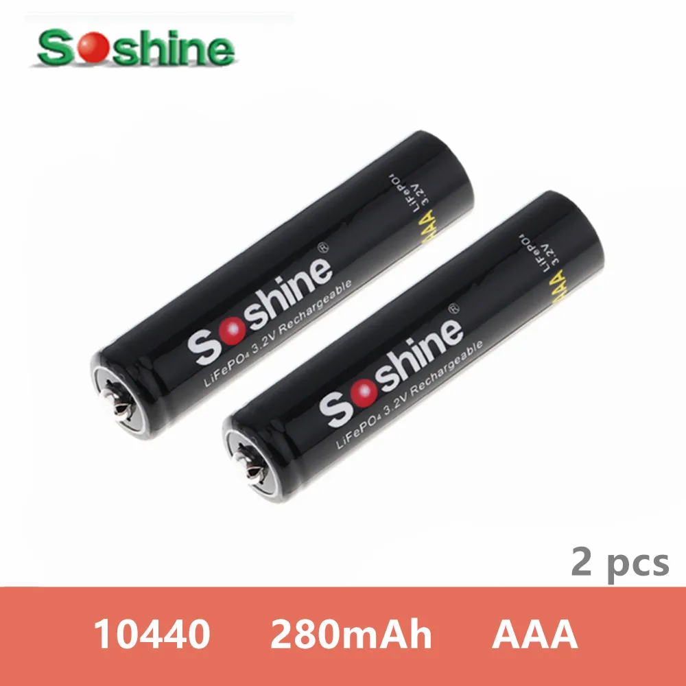2 шт SOSHINE бренд LiFePO4 AAA 10440 батарея 280 mAh 3 V перезаряжаемые батареи Оригинал |