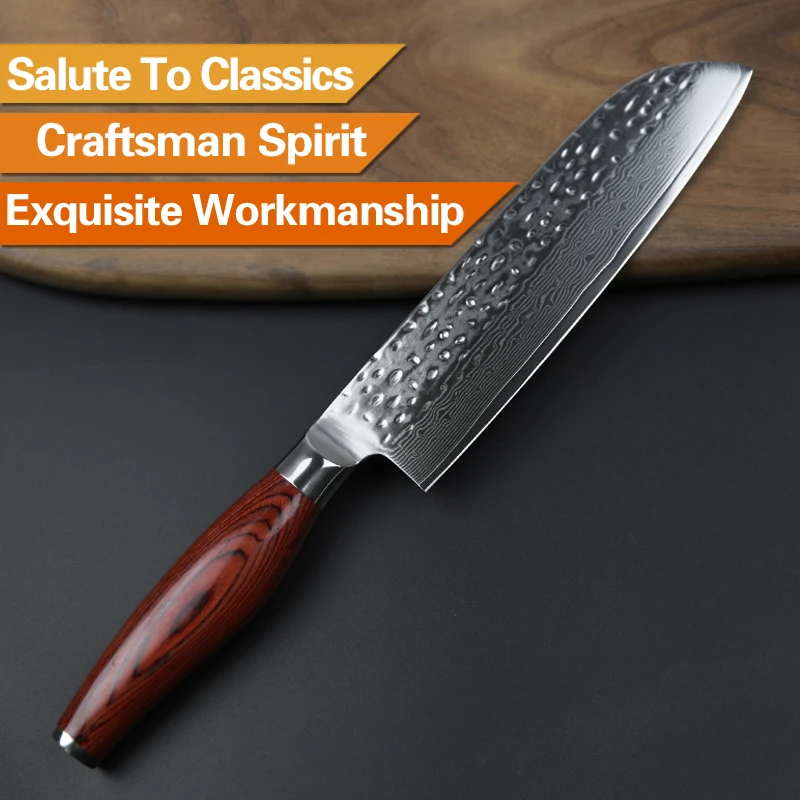 Нож Santoku XINZUO 7 &quot 73 слоя VG10 дамасский стальной нож шеф повар хорошие ножи кованый