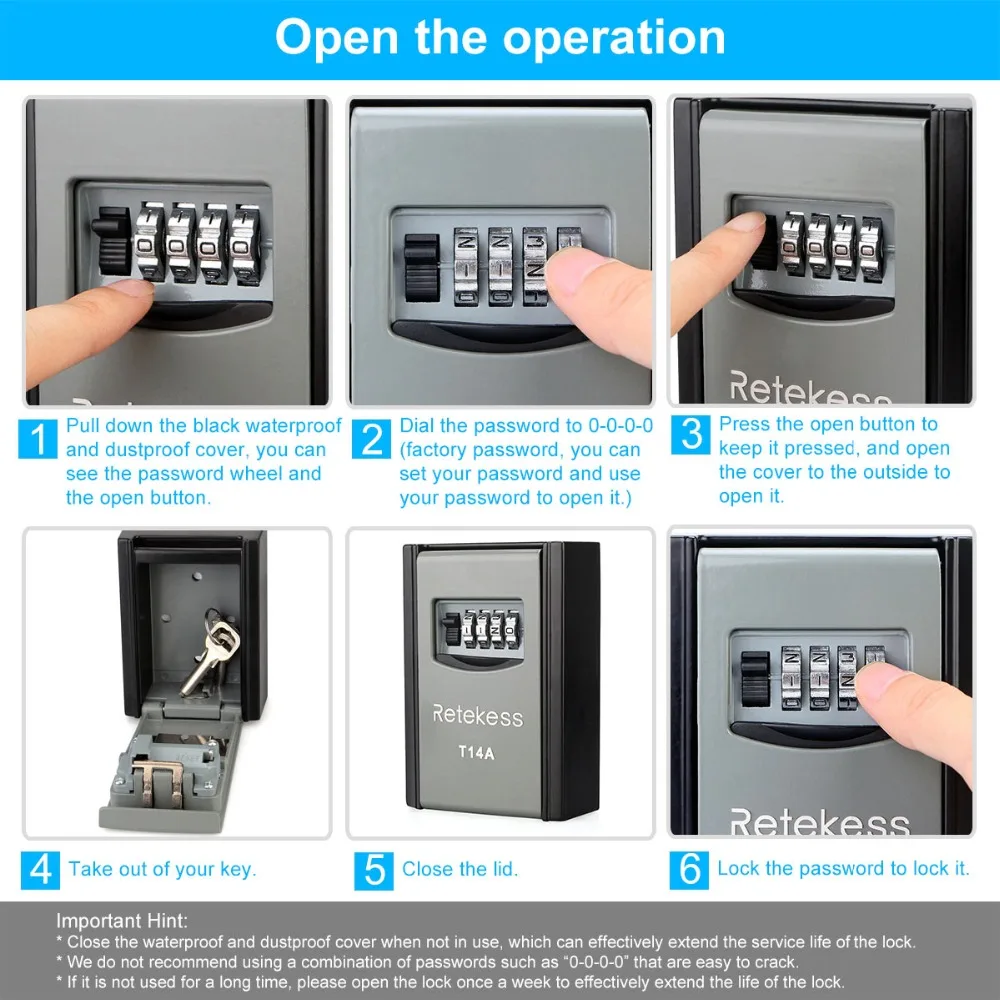 Retekess T14A настенный ящик для хранения ключей, Коробки с 4 цифры по ценам от производителя Комбинации замок запасные ключи Организатор металлический секретный сейф