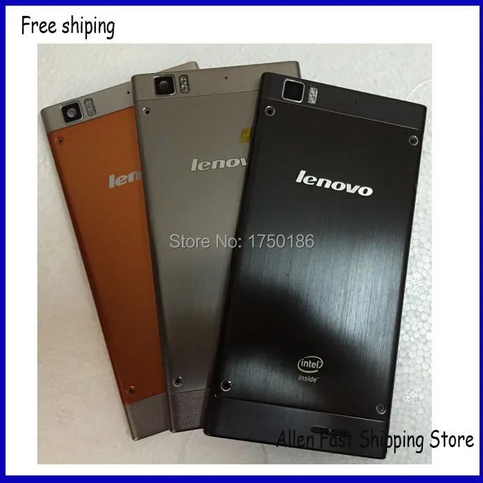  Original For Lenovo k900 Housing Cover Battery Door Case with Camera Lens Glass +Button, Black Sliver Orange ,Free Shipping 