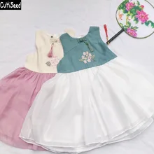 Cultiseed для малышей летнее платье для девочек с вышивкой с цветами в китайском стиле, Стиль платье-майка без рукавов детская Винтаж Qipao вечерние платья