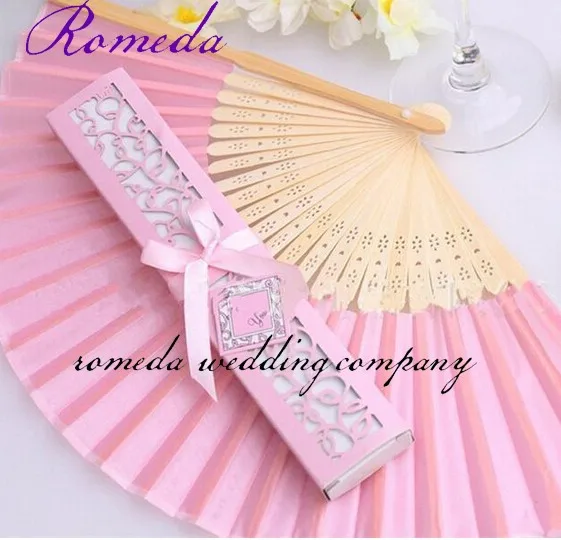 

20pcs/lot Luxurious Pink Wedding Hand Fan with gift box