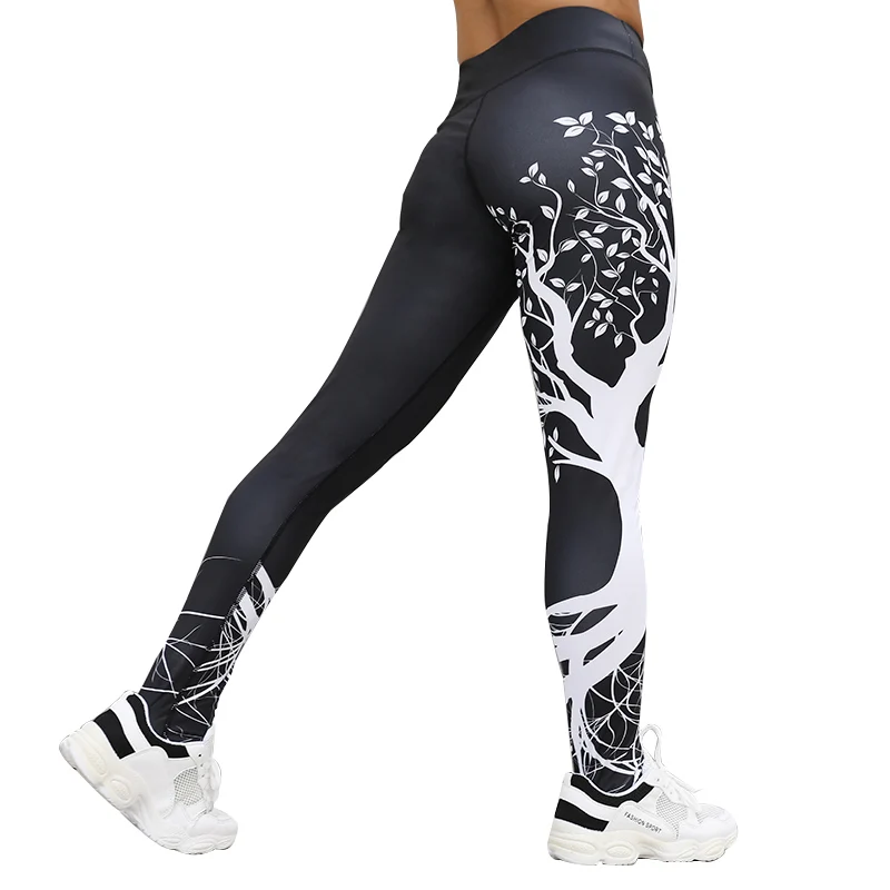 NORMOV Fitness Women Pants 3D Digital Printed Legins High Waist Elastic Push Up Leggings Polyester Trousers Female Workout | Женская