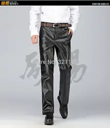 Для мужчин осень плюс Расширенный диапазон размеров бархатные черные толстые штаны из искусственной кожи мужская зимняя