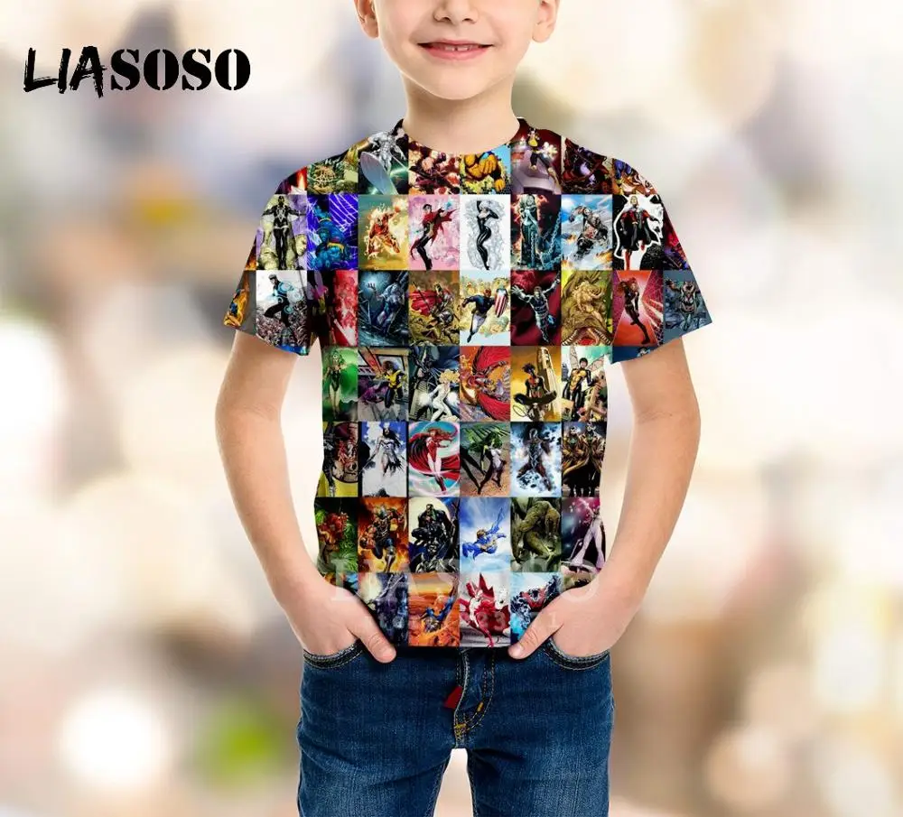LIASOSO/Новая модная летняя детская толстовка футболка с 3D принтом из фильма Халк детский пуловер с короткими рукавами в стиле хип-хоп для мальчиков и девочек A216-04 - Цвет: 19