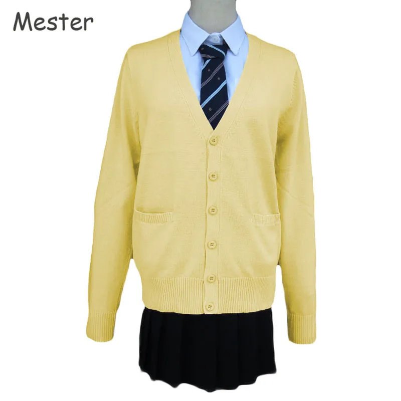 Japanese Uniform Cardigan Student Cute V Neck Long Sleeve Cotton Knit