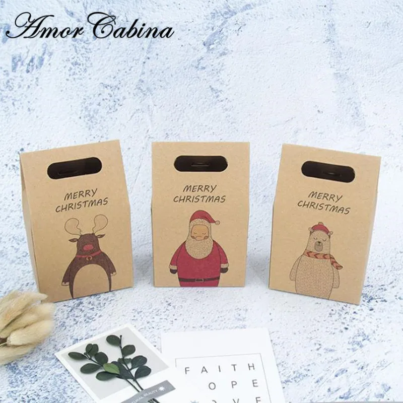 30pcs Santa deer like paper candy box DIY biscuit gift kraft christmas new year party ornament | Дом и сад