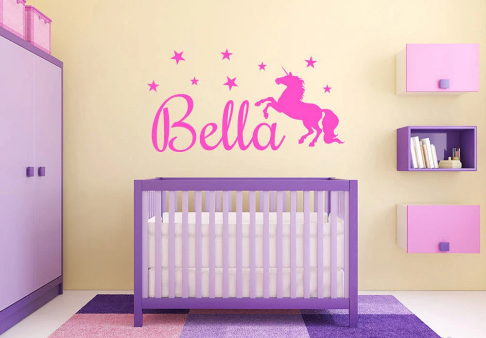 Custom name wall sticker unicorn decal horse with wings art mural ... Wall stickers personalizzati