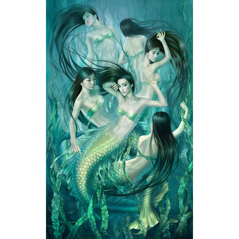 

Mermaids Wall Art Print Canvas Minimalist Poster,Home Decor Frames Not included Painting Canvas Art HD Wall Picture For Bed Room