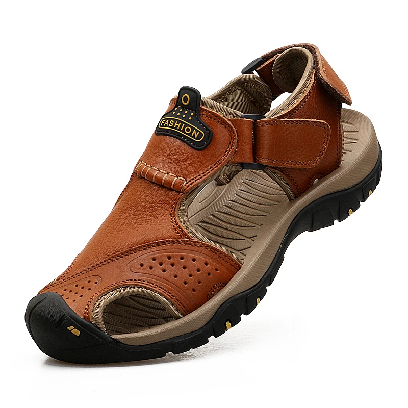 

2019 New Male Shoes Genuine Leather Men Sandals Summer Men Shoes Beach Sandals Man Fashion Outdoor Casual Sneakers Size 48