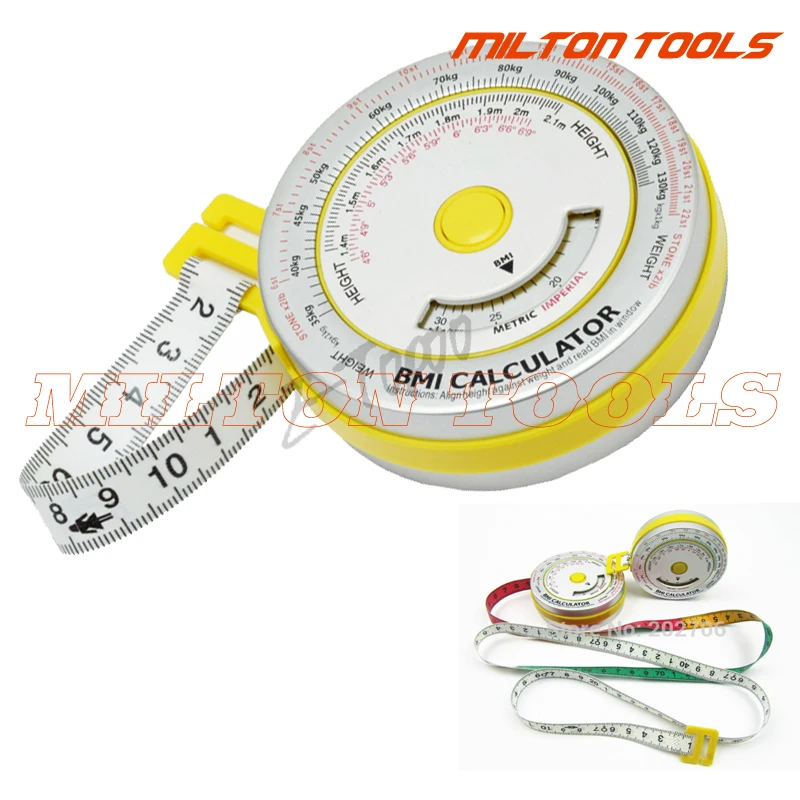 25pcs/lot Aluminum BMI measure tape Bmi Calculator Health Tape Measure