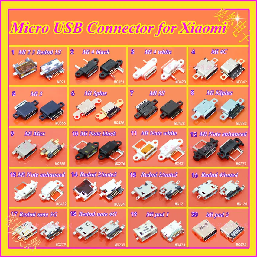 

cltgxdd 1PCS charging port,Micro USB Jack Socket Connector for Xiaomi RedMi note 2 3 4 3G 4G for Redmi 1S 2 3 4 Pad1 2,type-C