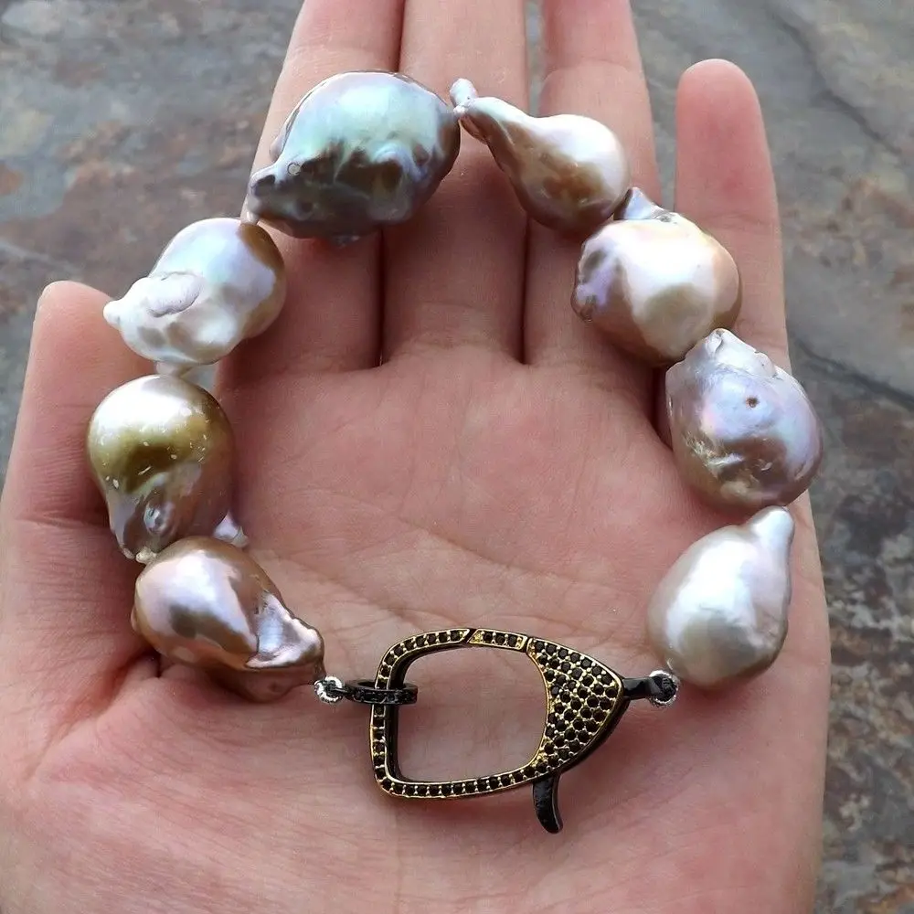 

K112109 8" Natural Purple Keshi Pearl Bracelet