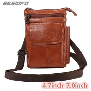 

Genuine Leather Shoulder Bag Holster Zipper Pouch Hook Loop Cover Phone Case For Xiaomi Redmi 2 3 4 4X 5 Plus Note 3 4 4A 5 5A 6