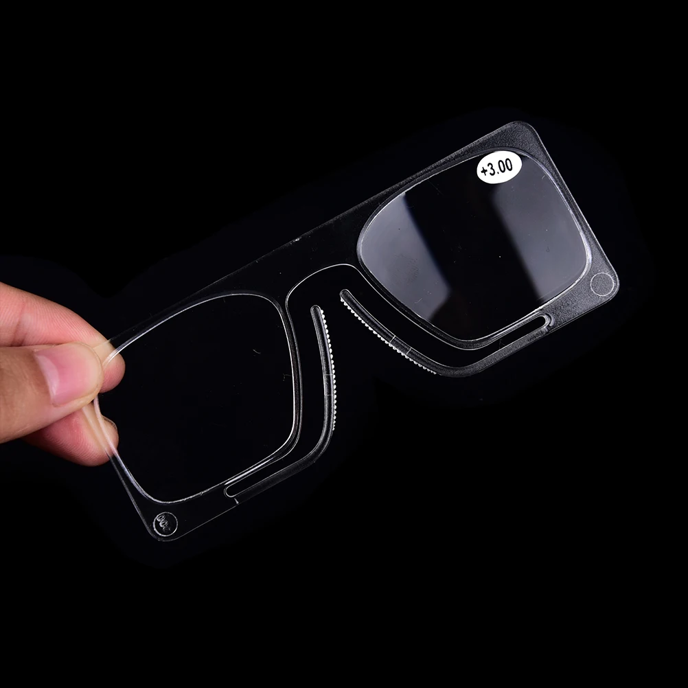 1Pc Reading Glasses Mini Small Eyeglasses Plastic Transparent No Frame Clip On Older Mirror Nose