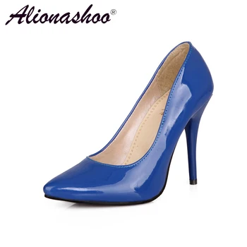 

Plus Size 34-48 Spring/Autumn 7 Colors Classics Shallow Women Shoes Comfortable Patent PU Pointed Toe Thin High Heel Women Shoes