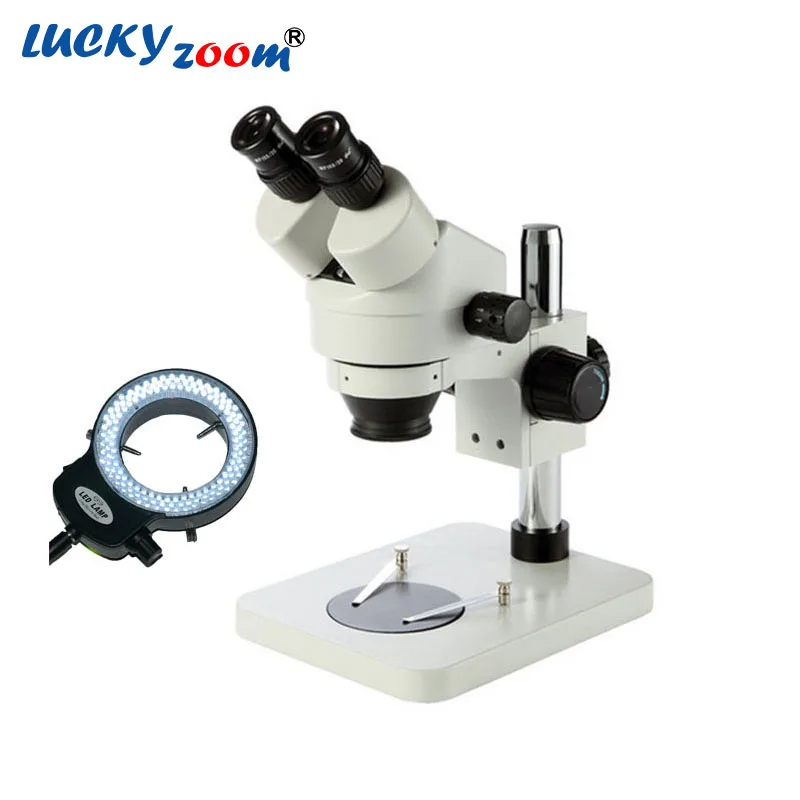Professional 7X-45X Table Pillar Stand Binocular Stereo Zoom Microscope Inspection PCB Microscopio 144 Led Ring Light Professional 7X-45X Table Pillar Stand Binocular Stereo Zoom Microscope Inspection PCB Microscopio 144 Led Ring Light