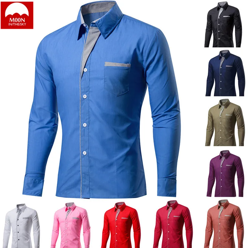 MOON 4XL новая модная брендовая мужская рубашка Camisa Masculina с длинным рукавом