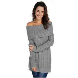 Вязаный свитер с длинными рукавами и отворотом, шаль, женские свитера, пуловер, свитер для женщин, женские зимние пуловеры в Корейском стиле