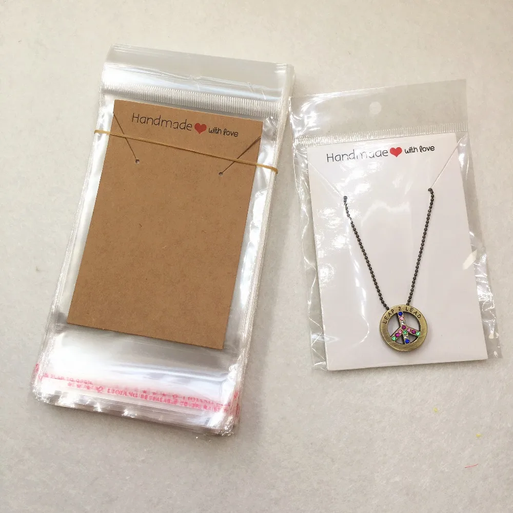 11.4*7.5cm Kraft paper handmade with love Necklace Packaging Cards 100pcs//lot