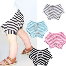 Милые мешковатые шорты для маленьких девочек; полосатые летние шорты для малышей