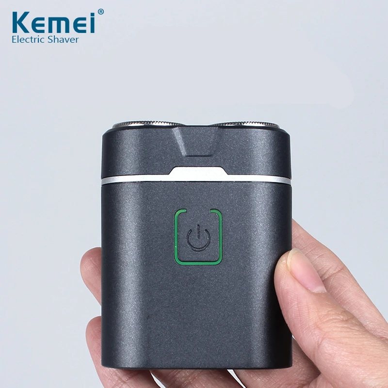 

Kemei Portable Electric Pocket Shavers For Men Waterproof mini Shaving Machine Double-Ring Blade USB Rechargeable Beard Razor