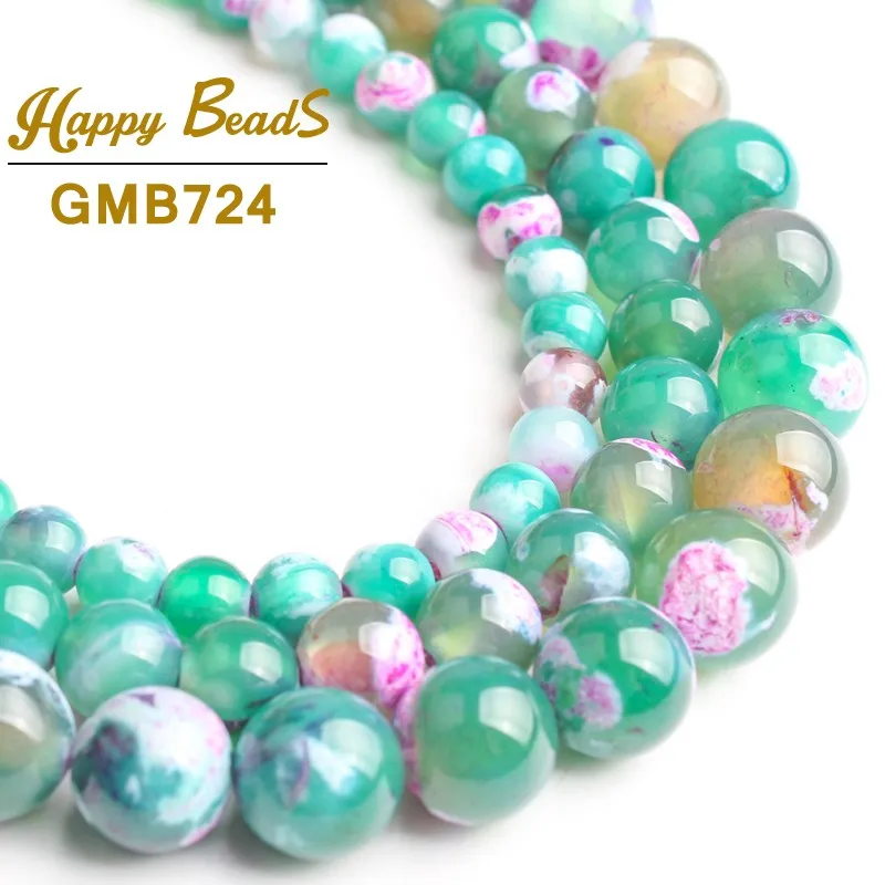 

Natural Stone Red Green Fire Agates Beads Round Loose Spacer Beads 15''Strand 6/8/10mm For Jewelry Making DIY Bracelet Necklace