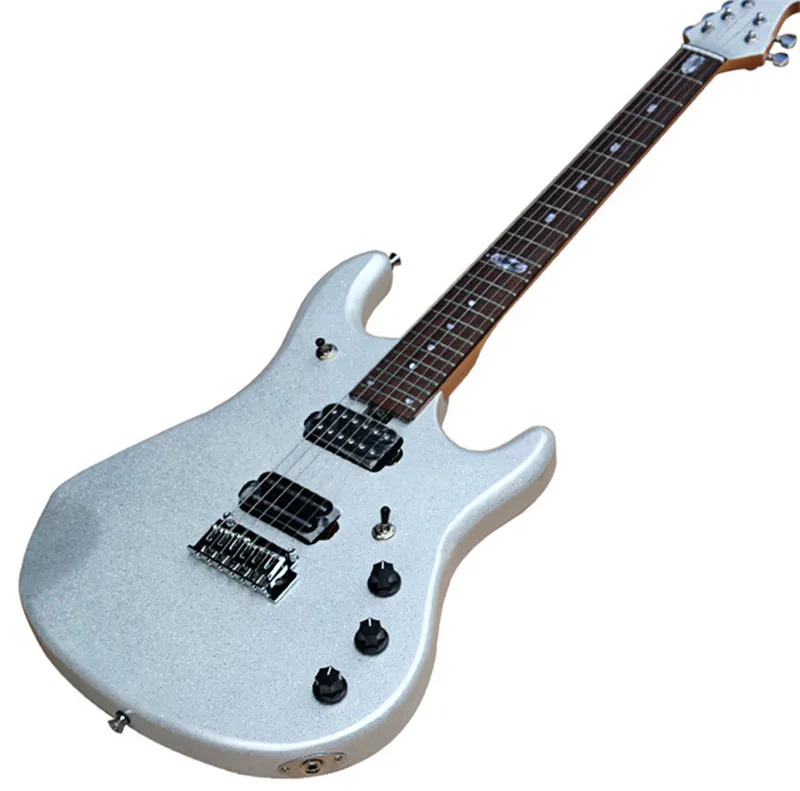 

Factory Sliver Electric Guitar with HH Pickups,24 Frets,Rosewood Fingerboard,Chrome Hardwares,can be customized as to request