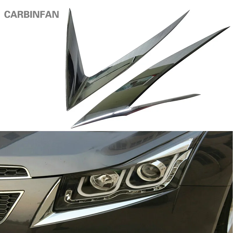 2PCs/Set ABS Chrome Headlight Trim Sticker Front Lamp Eyebrow Cover