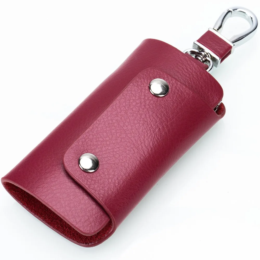 

Lecxci Practical Leather Car Keychain Key Holder Wallet Case with Six Rings Heavy Duty Hanging Buckle