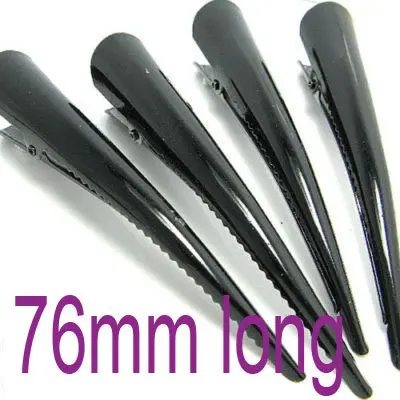 

Free shipping!!! 500piece/lot Black round top metal hair alligator clip 76mm