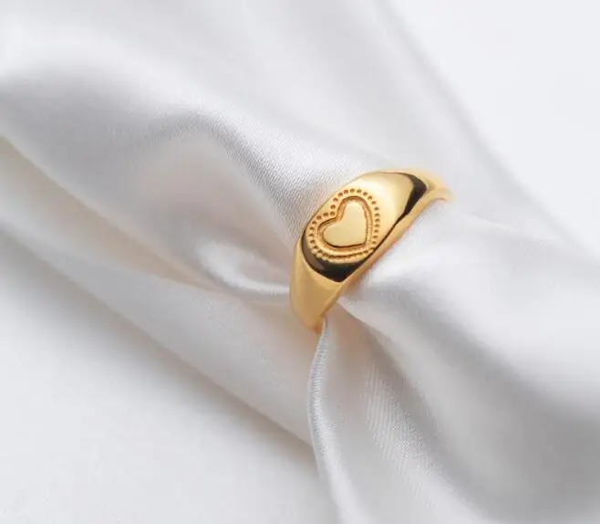 100% Аутентичные REAL.925 стерлингового серебра ювелирные украшения Золотой Гравировкой Сердце Любовь Открыть регулировать кольцо для женщин