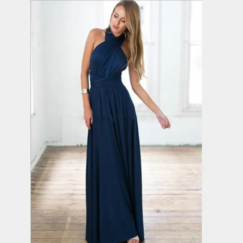 

Women Chiffon Hater neck Maxi Dress Red Beach Boho Long Dress White Bridesmaids Floor length Split Party Dresses Robe QV56
